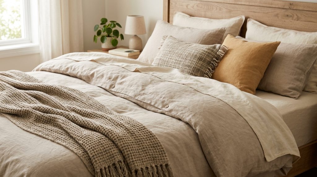 cozy layered bedding for budget bedroom upgrade ideas